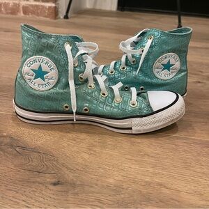 Converse Teal Mermaid scale High-Top Sneakers size 7W/5M